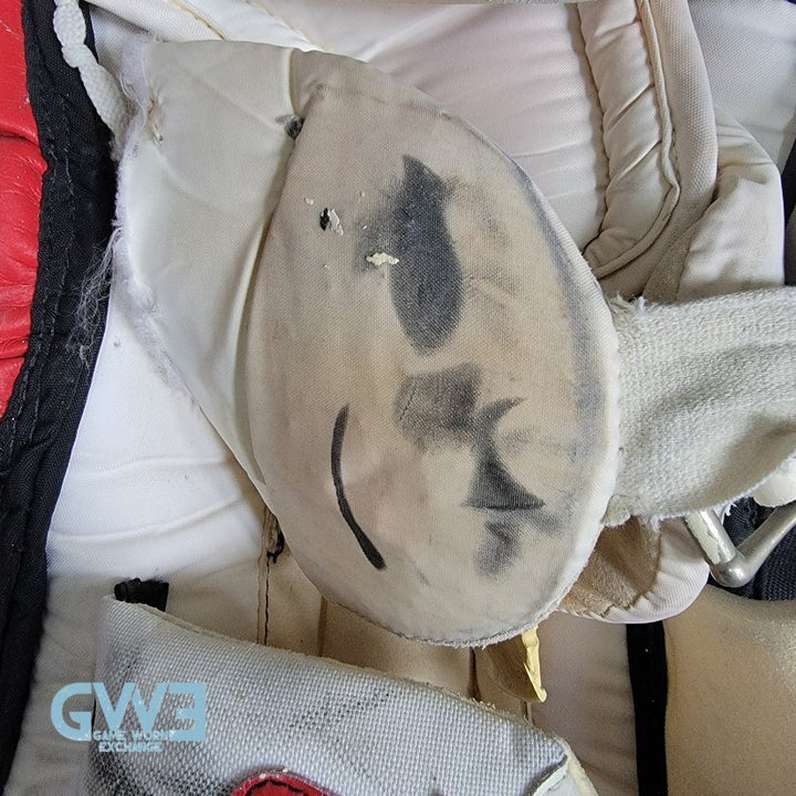 Martin Brodeur Game Used Goalie Pads 1996-97 New Jersey Devils Heaton Helite IV Photo-Matched AS-03492