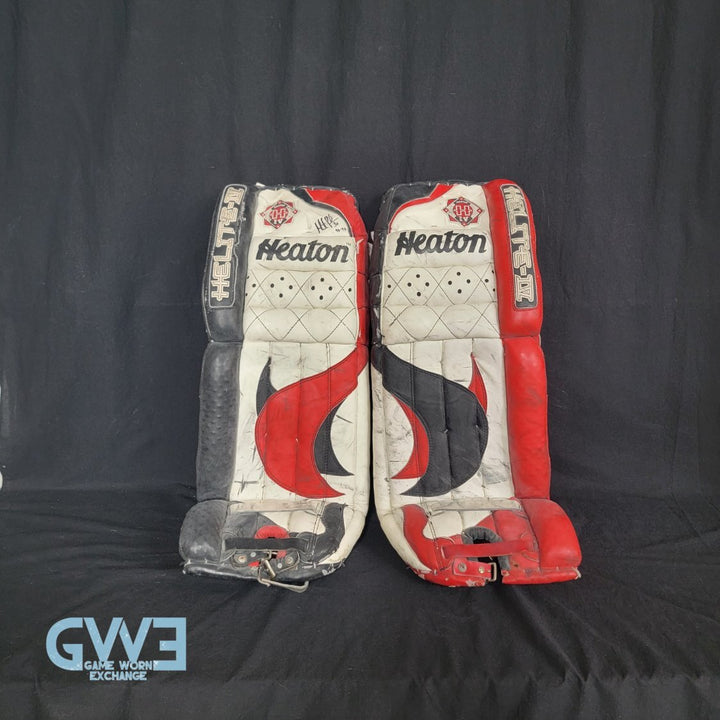Martin Brodeur Game Used Goalie Pads 1996-97 New Jersey Devils Heaton Helite IV Photo-Matched AS-03492