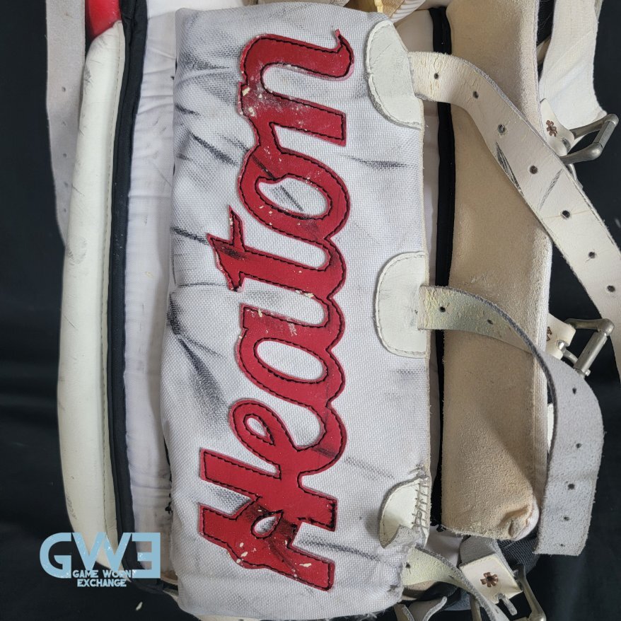 Martin Brodeur Game Used Goalie Pads 1996-97 New Jersey Devils Heaton Helite IV Photo-Matched AS-03492