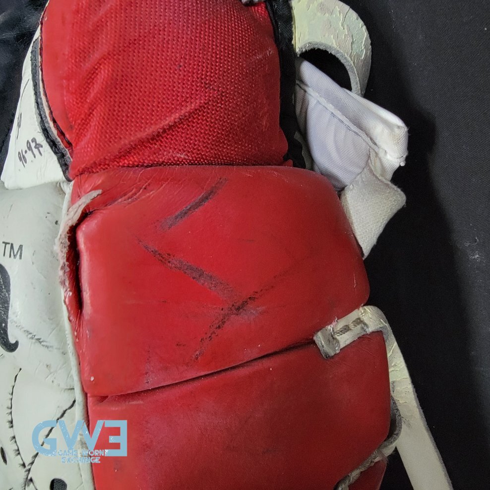 Martin Brodeur Game Used Goalie Pads 1996-97 New Jersey Devils Heaton Helite IV Photo-Matched AS-03492