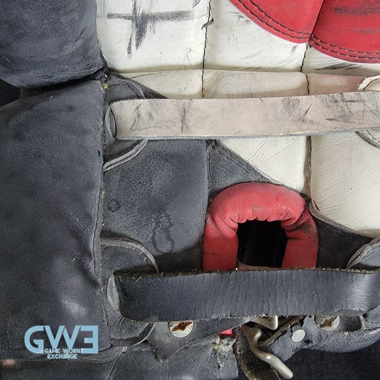 Martin Brodeur Game Used Goalie Pads 1996-97 New Jersey Devils Heaton Helite IV Photo-Matched AS-03492