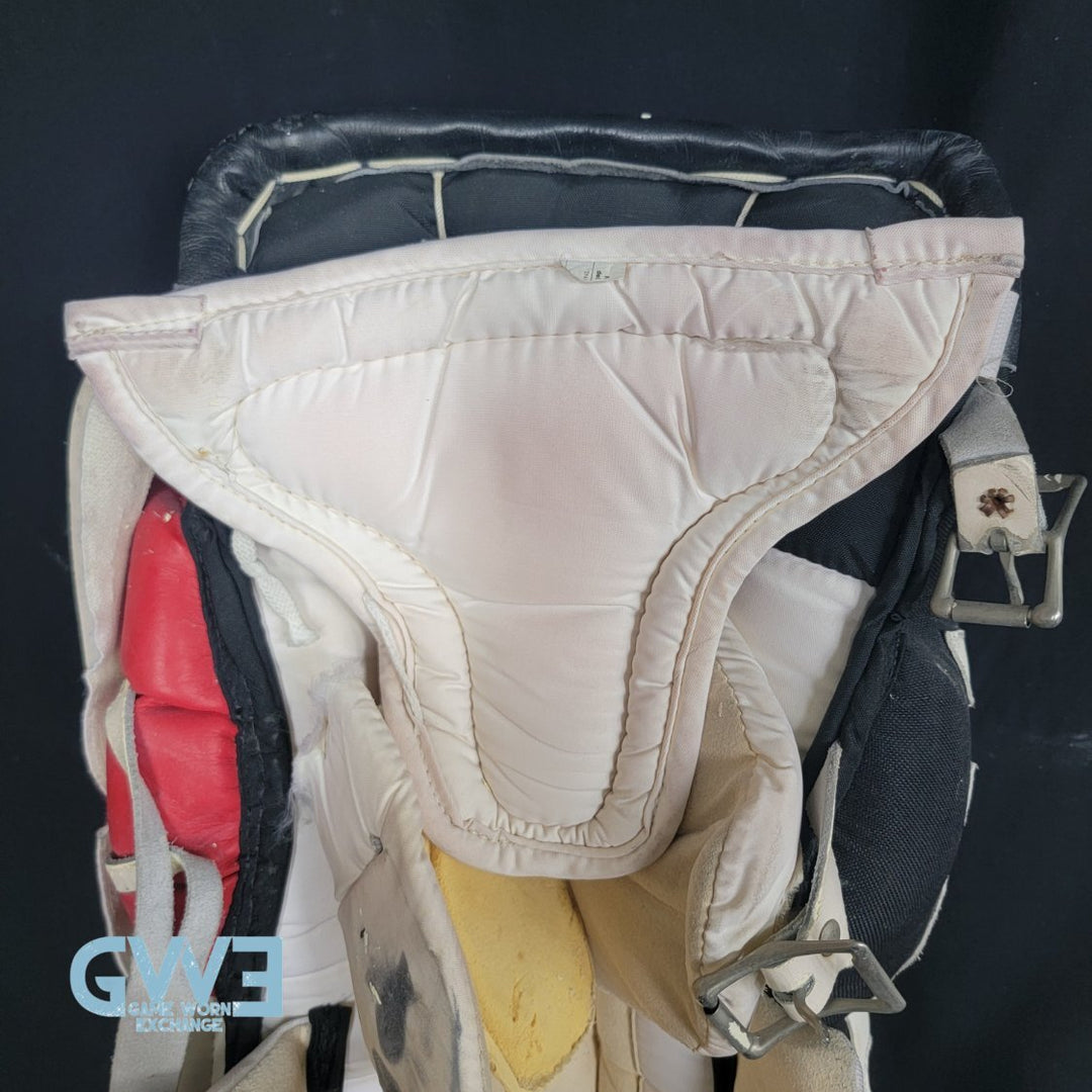 Martin Brodeur Game Used Goalie Pads 1996-97 New Jersey Devils Heaton Helite IV Photo-Matched AS-03492