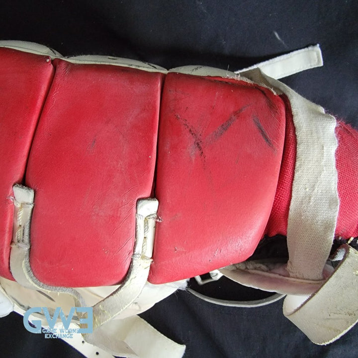 Martin Brodeur Game Used Goalie Pads 1996-97 New Jersey Devils Heaton Helite IV Photo-Matched AS-03492