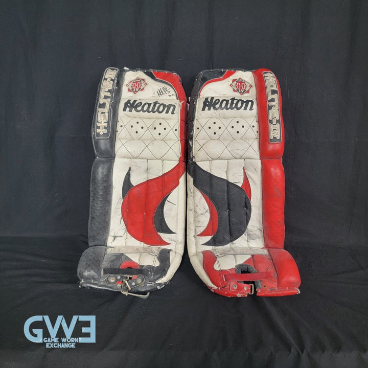 Martin Brodeur Game Used Goalie Pads 1996-97 New Jersey Devils Heaton Helite IV Photo-Matched AS-03492