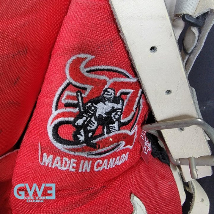 Martin Brodeur Game Used Goalie Pads 1996-97 New Jersey Devils Heaton Helite IV Photo-Matched AS-03492