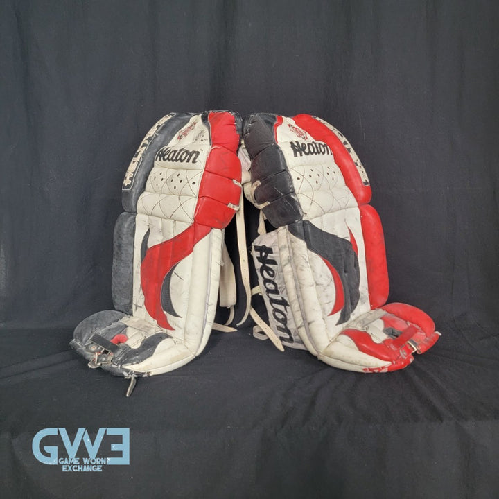 Martin Brodeur Game Used Goalie Pads 1996-97 New Jersey Devils Heaton Helite IV Photo-Matched AS-03492