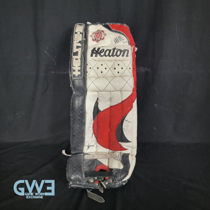 Martin Brodeur Game Used Goalie Pads 1996-97 New Jersey Devils Heaton Helite IV Photo-Matched AS-03492