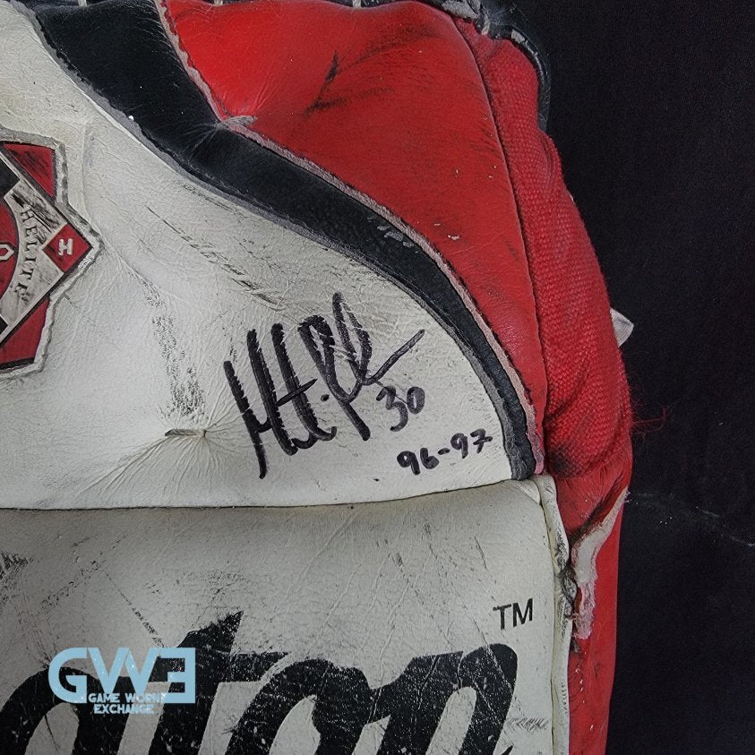 Martin Brodeur Game Used Goalie Pads 1996-97 New Jersey Devils Heaton Helite IV Photo-Matched AS-03492