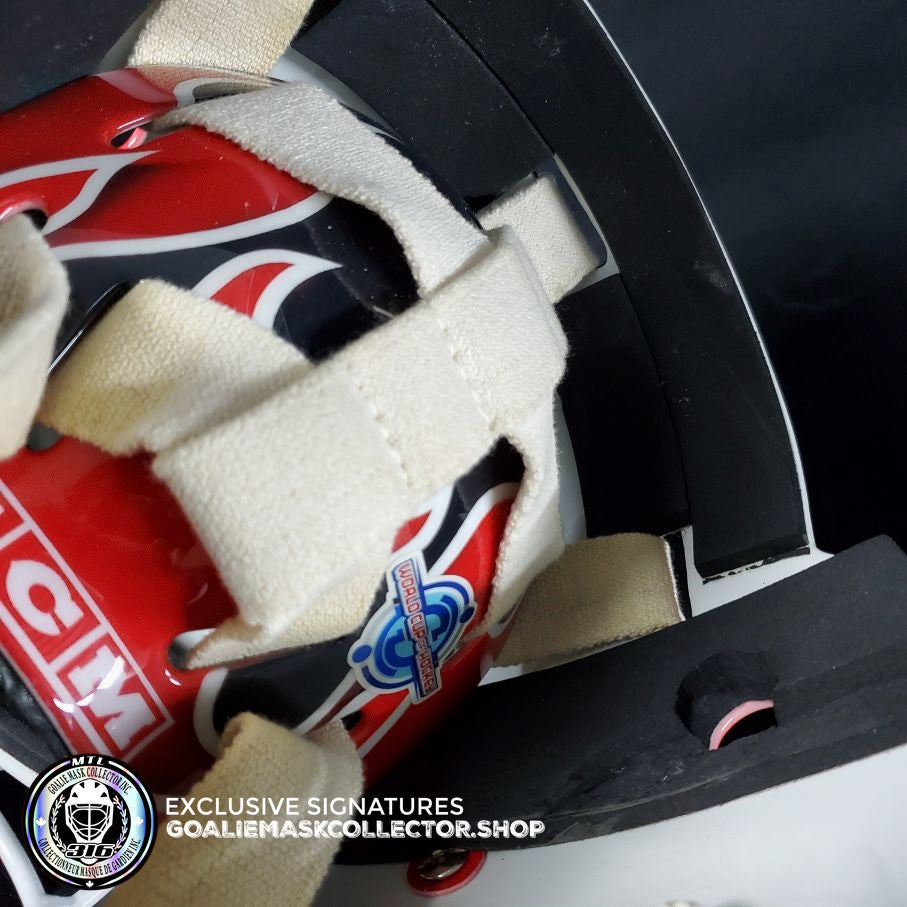 Martin Brodeur Game Worn Used Goalie Mask 2004 Gold Medal Team Canada World Cup Lefebvre CCM Shell + LOA From Brodeur Family + Photomatched + Signed & Inscribed AS-01481 - SOLD