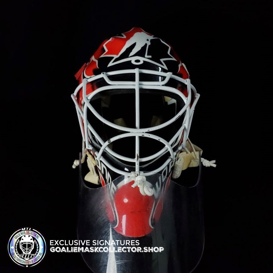 Martin Brodeur Game Worn Used Goalie Mask 2004 Gold Medal Team Canada World Cup Lefebvre CCM Shell + LOA From Brodeur Family + Photomatched + Signed & Inscribed AS-01481 - SOLD