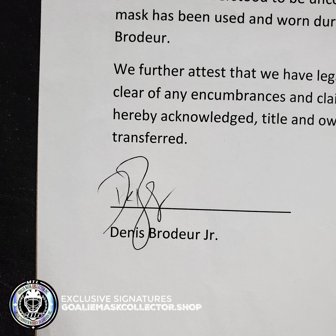 Martin Brodeur Game Worn Used Goalie Mask 2004 Gold Medal Team Canada World Cup Lefebvre CCM Shell + LOA From Brodeur Family + Photomatched + Signed & Inscribed AS-01481 - SOLD