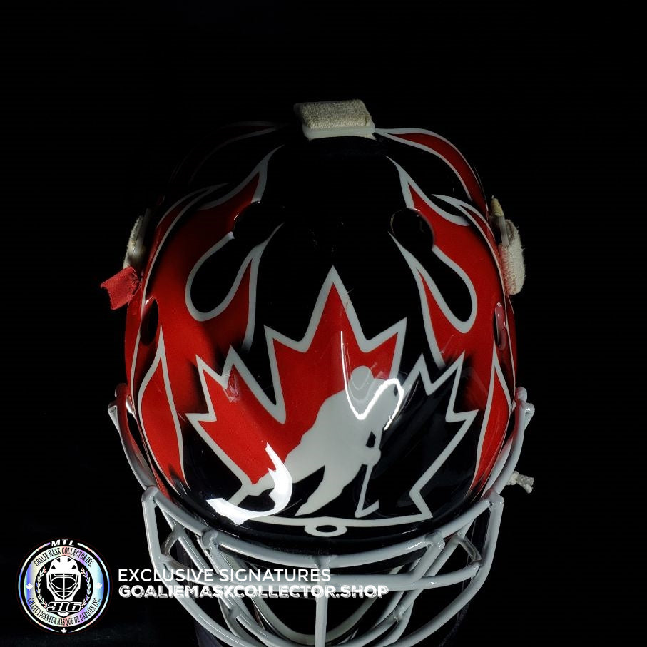 Martin Brodeur Game Worn Used Goalie Mask 2004 Gold Medal Team Canada World Cup Lefebvre CCM Shell + LOA From Brodeur Family + Photomatched + Signed & Inscribed AS-01481 - SOLD