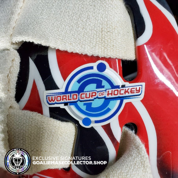 Martin Brodeur Game Worn Used Goalie Mask 2004 Gold Medal Team Canada World Cup Lefebvre CCM Shell + LOA From Brodeur Family + Photomatched + Signed & Inscribed AS-01481 - SOLD