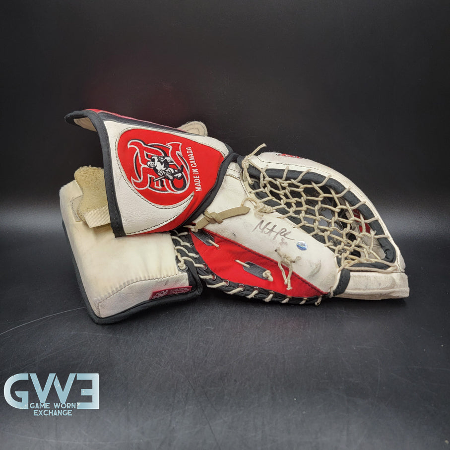 Martin Brodeur Signed Heaton Helite IV Goalie Glove & Blocker AS Edition Hard Signed AS-03578