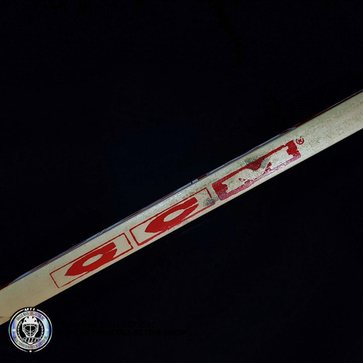 MARTIN BRODEUR GAME USED STICK CCM HEATON 8 PLAYOFFS 2001 STANLEY CUP FINALS VS COLORADO AVALANCHE - "COL 6"  KNOB INSCRIPTION - SOLD