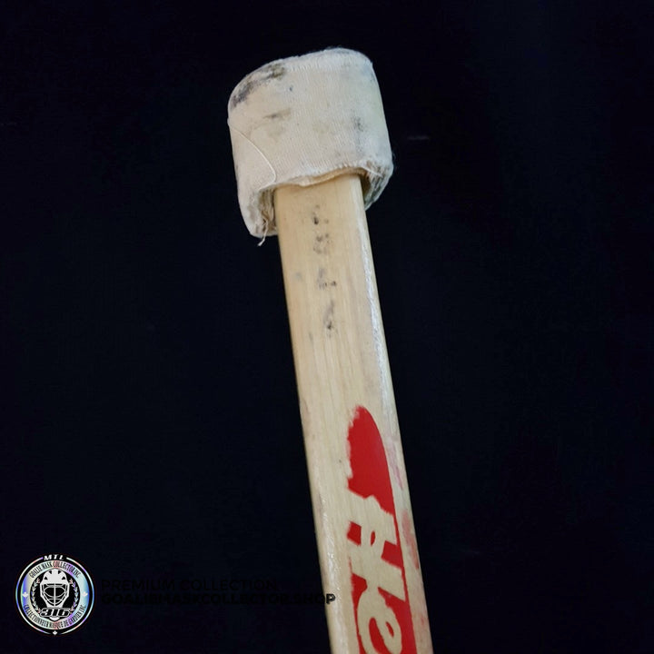 MARTIN BRODEUR GAME USED STICK CCM HEATON 8 PLAYOFFS 2001 STANLEY CUP FINALS VS COLORADO AVALANCHE - "COL 6"  KNOB INSCRIPTION - SOLD