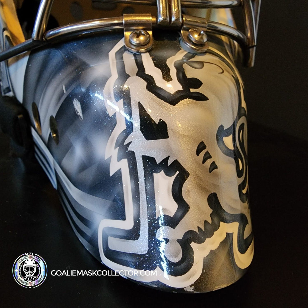 Martin Jones Game Worn Goalie Mask 2014-15 Los Angeles Kings & Team Canada World Championship Vaughn Dom Malerba 2014 - SOLD
