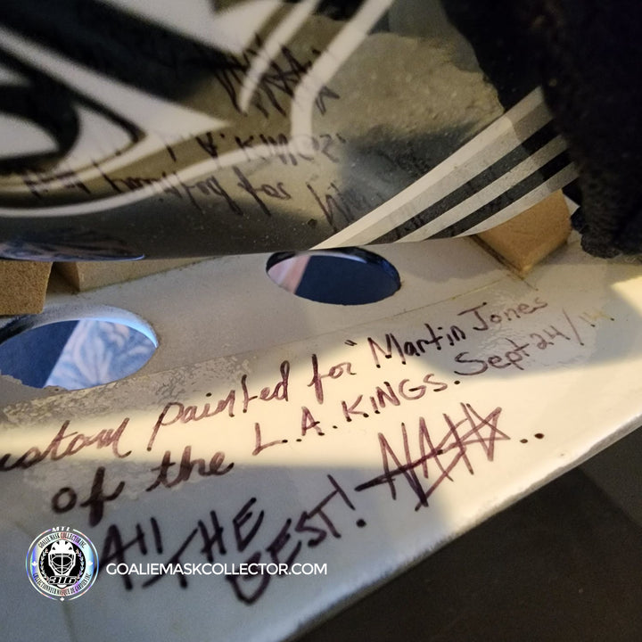 Martin Jones Game Worn Goalie Mask 2014-15 Los Angeles Kings & Team Canada World Championship Vaughn Dom Malerba 2014 - SOLD