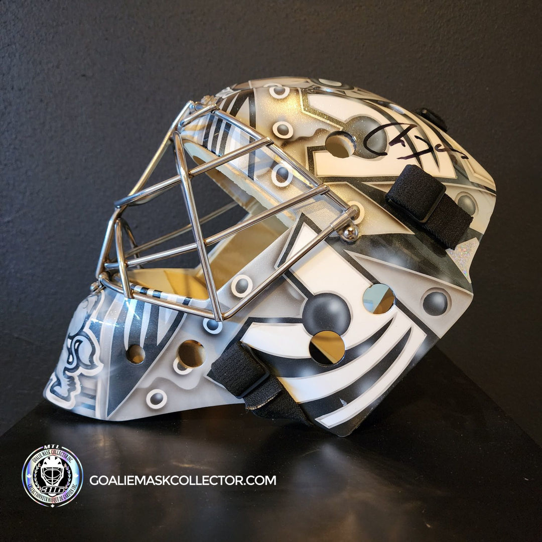 Martin Jones Game Worn Goalie Mask 2014-15 Los Angeles Kings & Team Canada World Championship Vaughn Dom Malerba 2014 - SOLD