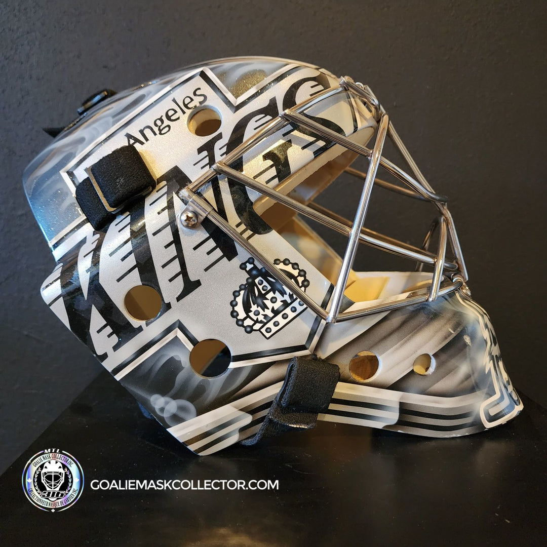 Martin Jones Game Worn Goalie Mask 2014-15 Los Angeles Kings & Team Canada World Championship Vaughn Dom Malerba 2014 - SOLD