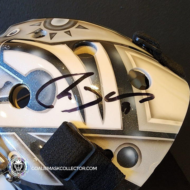 Martin Jones Game Worn Goalie Mask 2014-15 Los Angeles Kings & Team Canada World Championship Vaughn Dom Malerba 2014 - SOLD