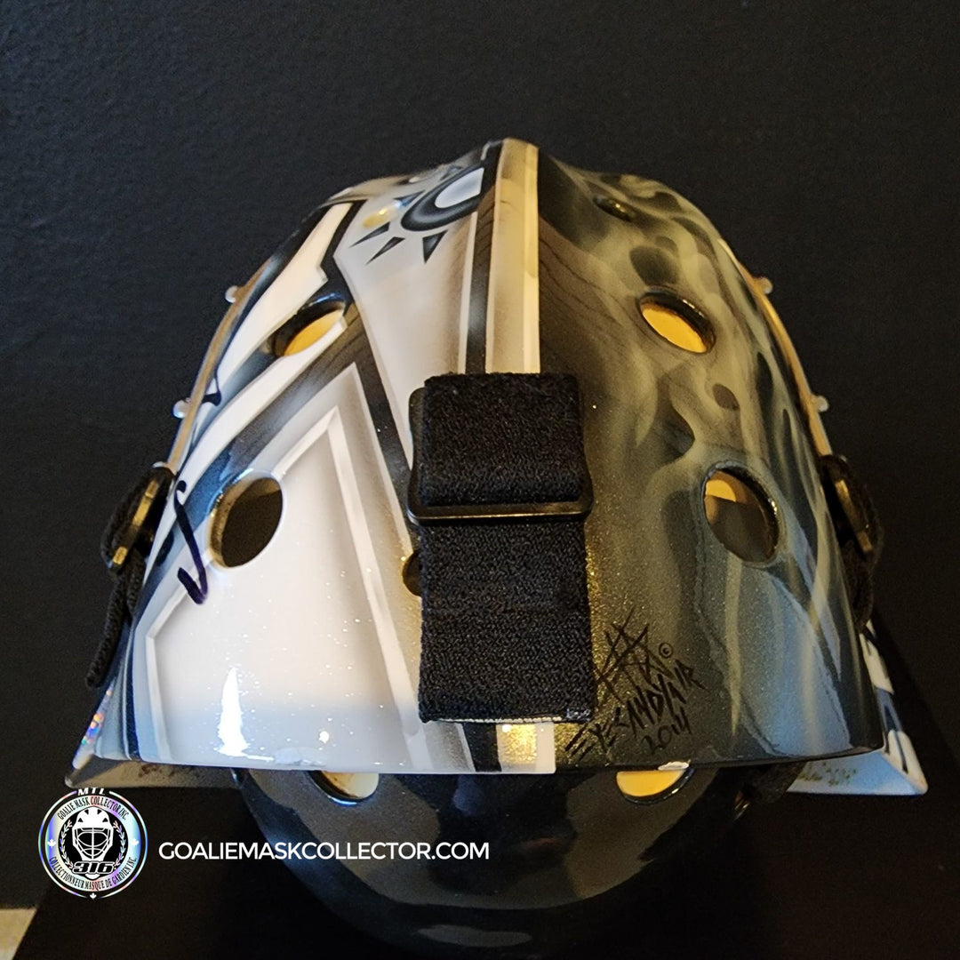 Martin Jones Game Worn Goalie Mask 2014-15 Los Angeles Kings & Team Canada World Championship Vaughn Dom Malerba 2014 - SOLD