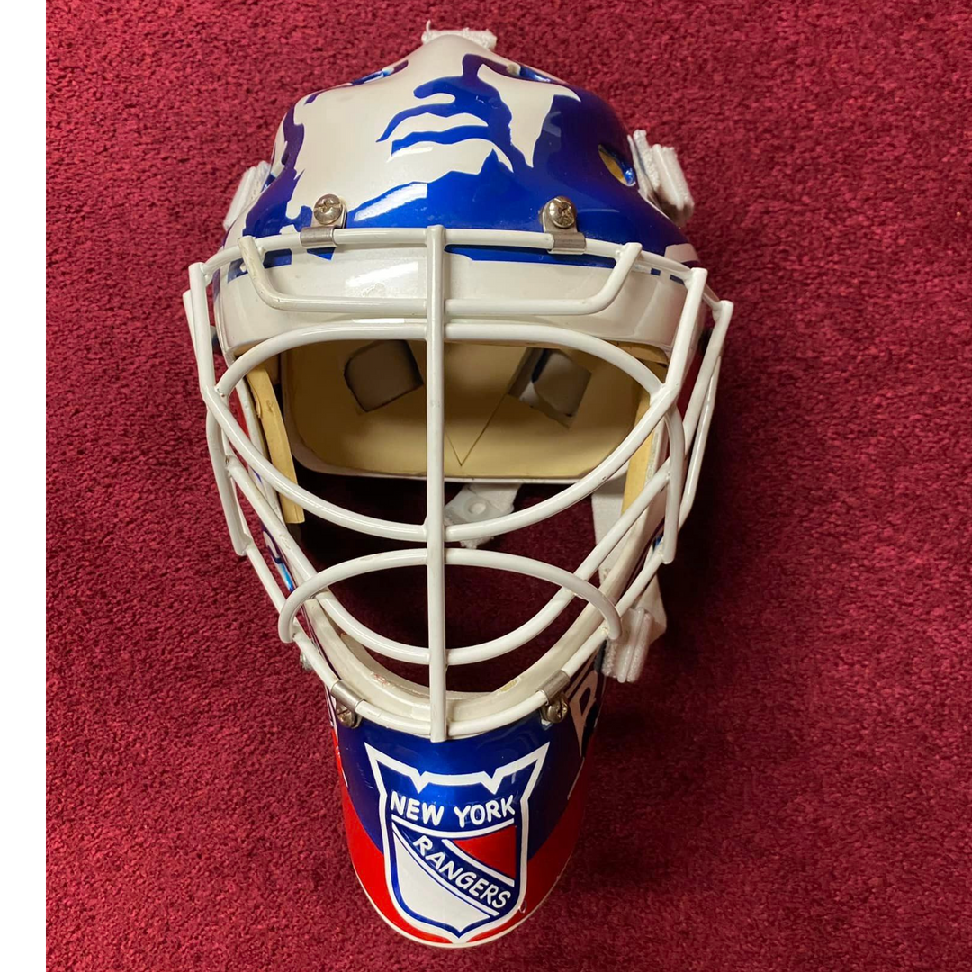 Mike Richter Game Worn Goalie Mask 1996 New York Rangers Directly from the Ed Cubberly Collection + LOA Signed by Ed Cubberly & Mike Richter