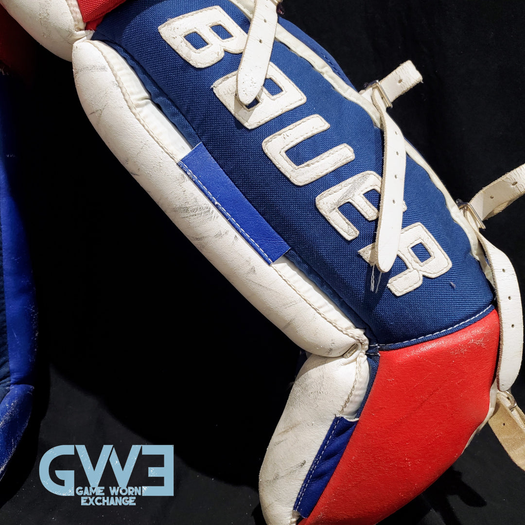 Mike Richter Game Used Goalie Pads 2001-02 New York Rangers & Salt Lake City Olympics Photomatched AS-03072-SOLD