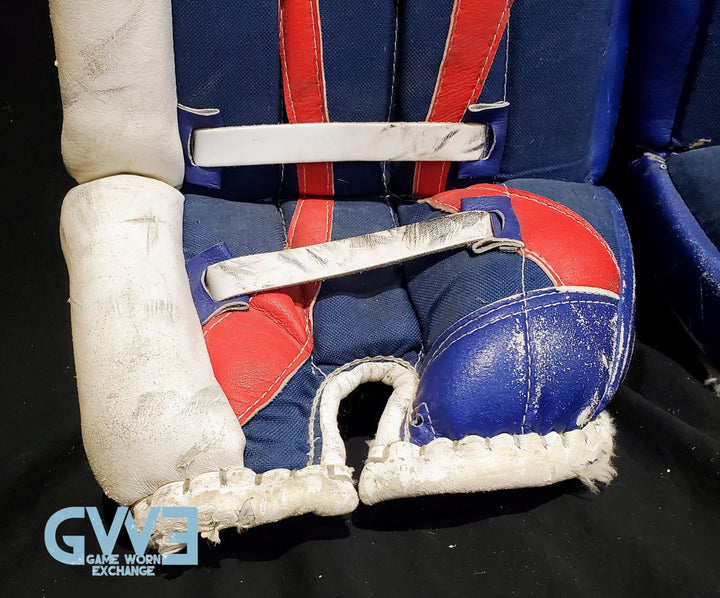 Mike Richter Game Used Goalie Pads 2001-02 New York Rangers & Salt Lake City Olympics Photomatched AS-03072-SOLD