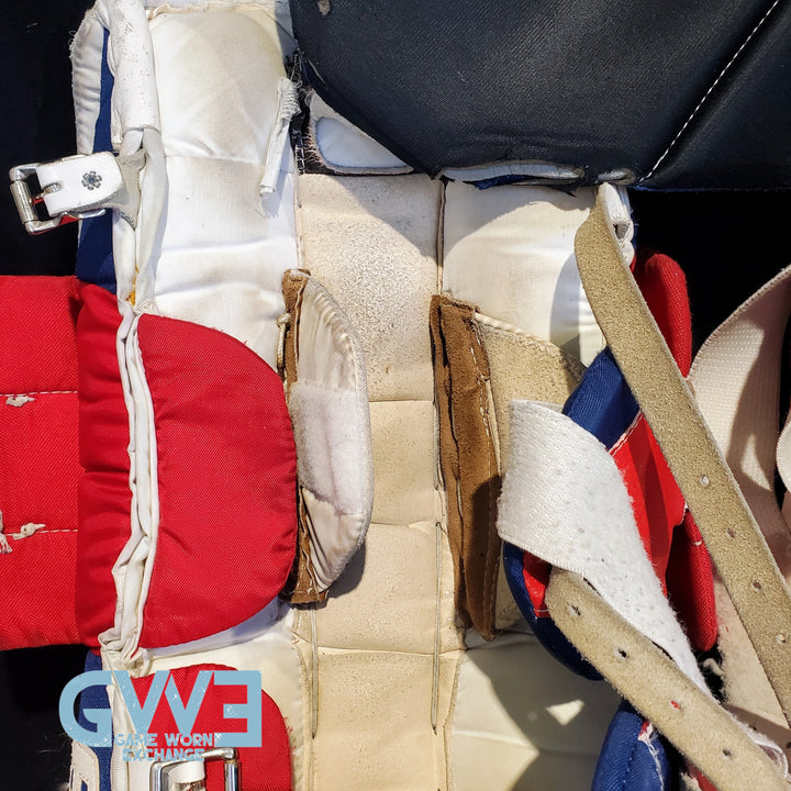 Mike Richter Game Used Goalie Pads 2001-02 New York Rangers & Salt Lake City Olympics Photomatched AS-03072-SOLD