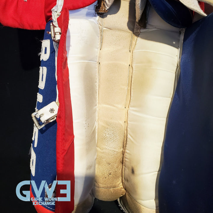 Mike Richter Game Used Goalie Pads 2001-02 New York Rangers & Salt Lake City Olympics Photomatched AS-03072-SOLD