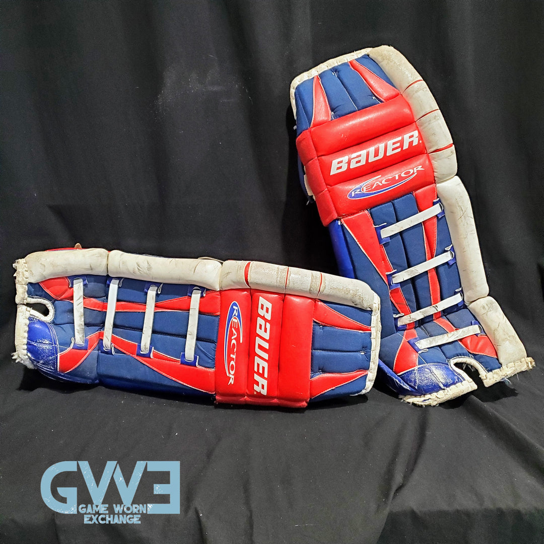 Mike Richter Game Used Goalie Pads 2001-02 New York Rangers & Salt Lake City Olympics Photomatched AS-03072-SOLD