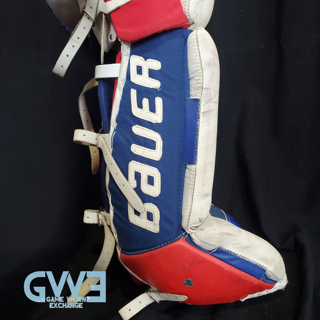 Mike Richter Game Used Goalie Pads 2001-02 New York Rangers & Salt Lake City Olympics Photomatched AS-03072-SOLD