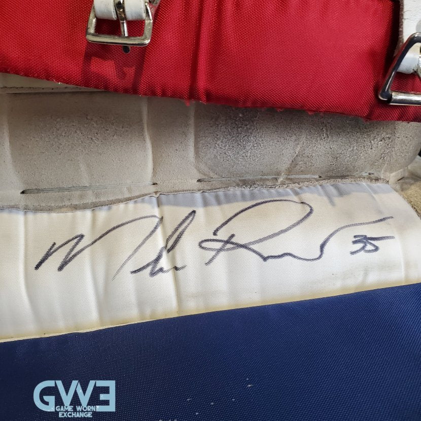 Mike Richter Game Used Goalie Pads 2001-02 New York Rangers & Salt Lake City Olympics Photomatched AS-03072-SOLD