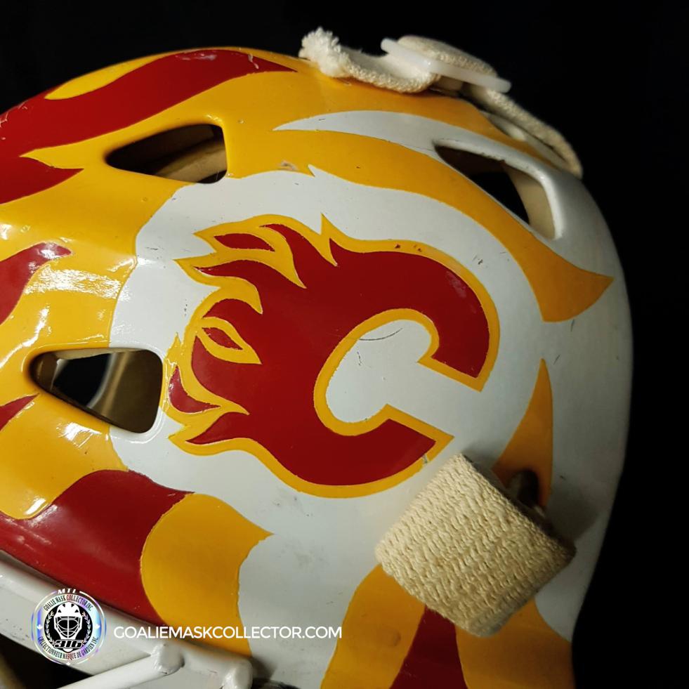Calary Shell Mike Vernon Game Worn Goalie Mask 1989 Calgary Flames Painted by Greg ...