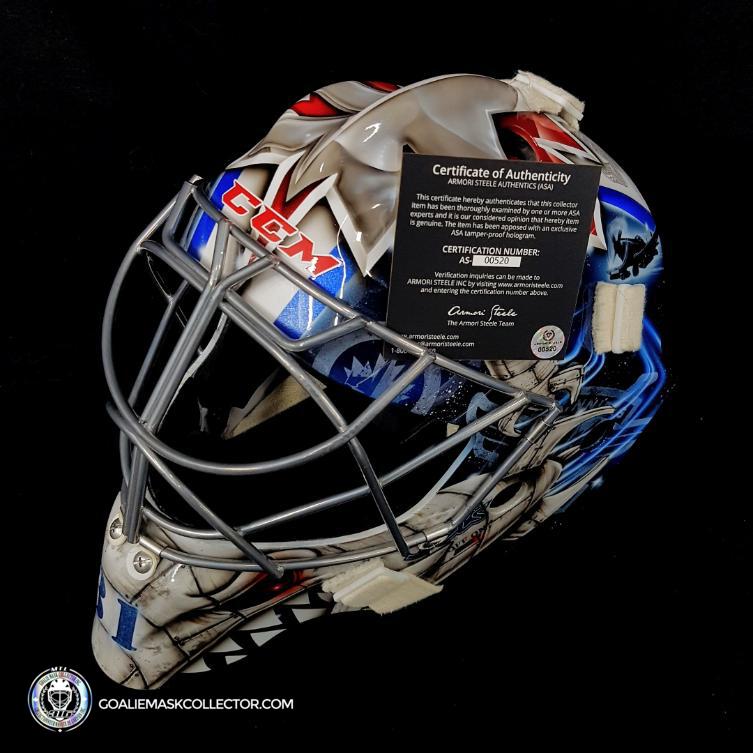 Ondrej Pavelec Practice Worn Game Issued Goalie Mask Winnipeg Jets