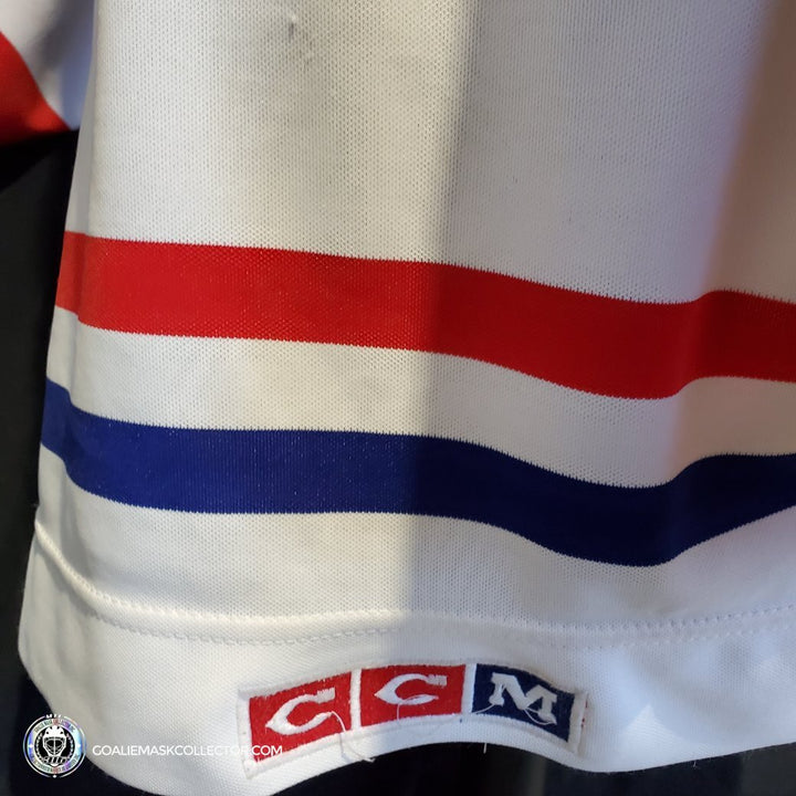 Patrick Roy Game Worn Jersey Montreal Canadiens White Circa 1988-89 Vezina Trophy 1st Team All Star Photo Matched - SOLD