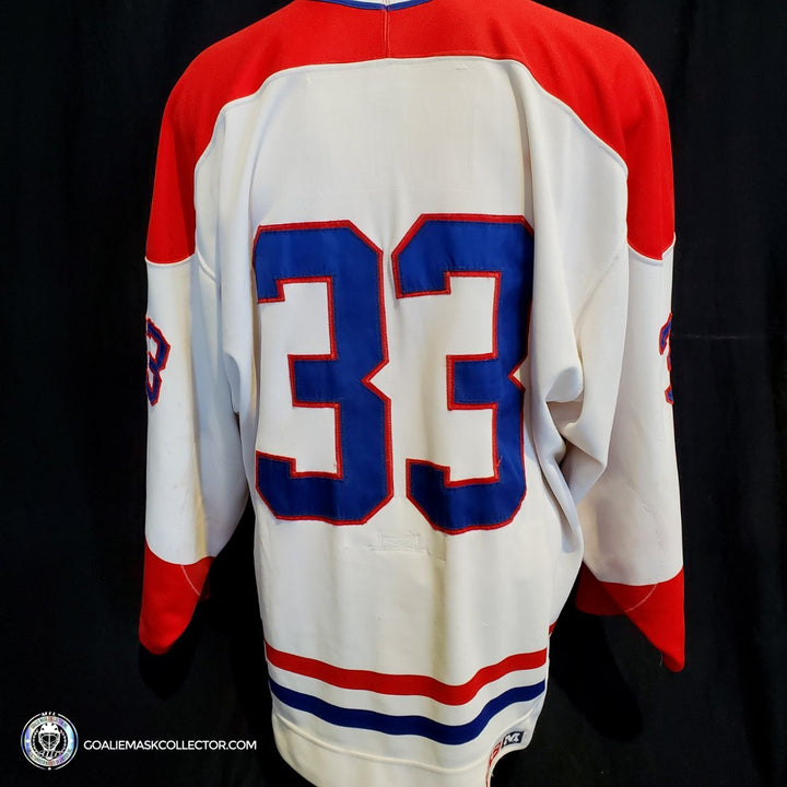 Patrick Roy Game Worn Jersey Montreal Canadiens White Circa 1988-89 Vezina Trophy 1st Team All Star Photo Matched - SOLD