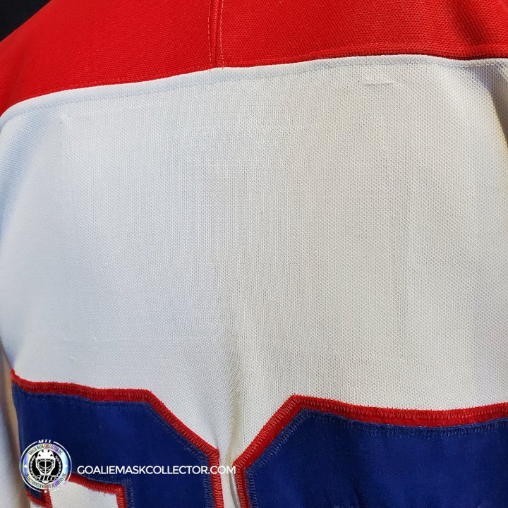 Patrick Roy Game Worn Jersey Montreal Canadiens White Circa 1988-89 Vezina Trophy 1st Team All Star Photo Matched - SOLD