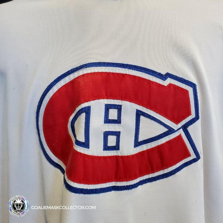 Patrick Roy Game Worn Jersey Montreal Canadiens White Circa 1988-89 Vezina Trophy 1st Team All Star Photo Matched - SOLD