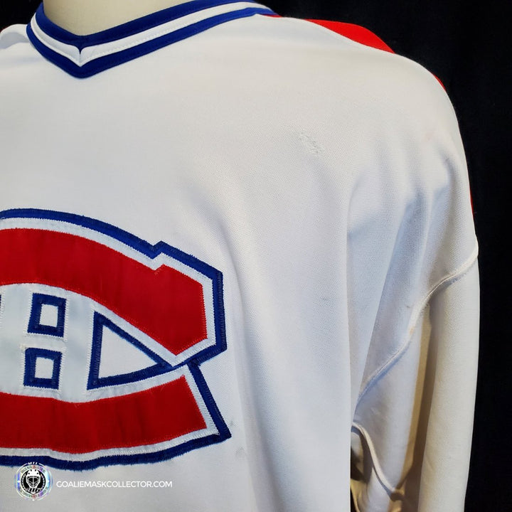 Patrick Roy Game Worn Jersey Montreal Canadiens White Circa 1988-89 Vezina Trophy 1st Team All Star Photo Matched - SOLD