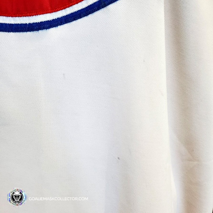 Patrick Roy Game Worn Jersey Montreal Canadiens White Circa 1988-89 Vezina Trophy 1st Team All Star Photo Matched - SOLD