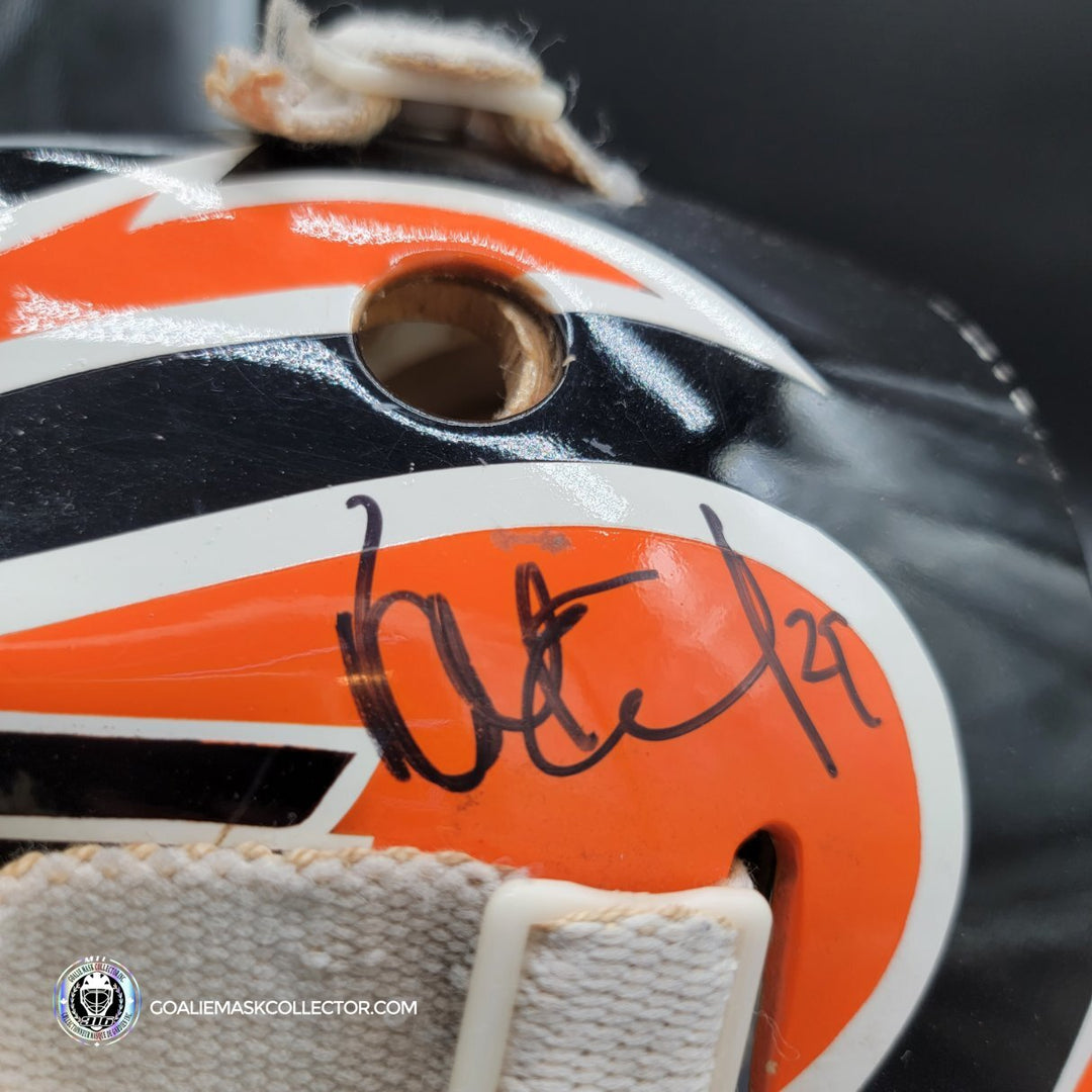 Ray Emery Signed Goalie Mask Van Velden Philadelphia Flyers Artwork Painted on a Worn Van Velden Shell - SOLD