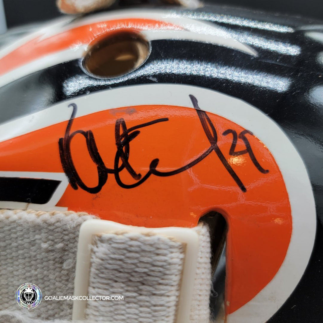 Ray Emery Signed Goalie Mask Van Velden Philadelphia Flyers Artwork Painted on a Worn Van Velden Shell - SOLD