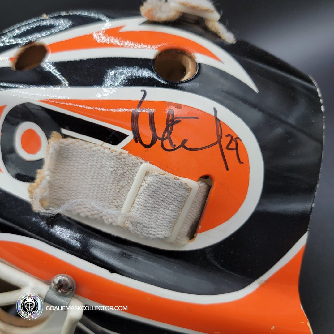 Ray Emery Signed Goalie Mask Van Velden Philadelphia Flyers Artwork Painted on a Worn Van Velden Shell - SOLD