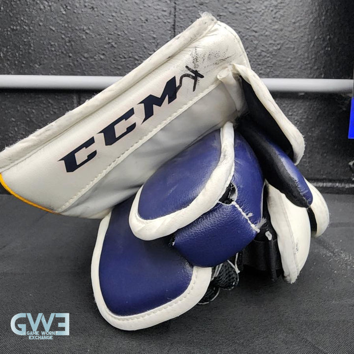 Ryan Miller Game Worn Used Goalie Glove and Blocker 2013-14 Buffalo Sabres and St. Louis Blues AS-02959 - SOLD
