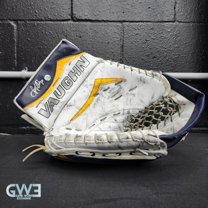 Ryan Miller Game Worn Used Goalie Glove and Blocker 2013-14 Buffalo Sabres and St. Louis Blues AS-02959 - SOLD
