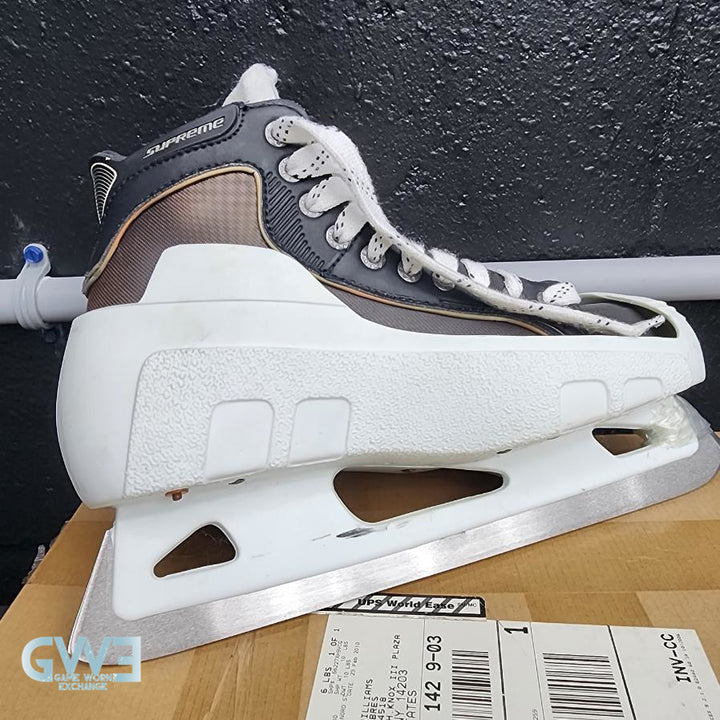 Ryan Miller Game Worn Used Goalie Skates 2009-10 and Game Issued Reebok Stick 2013-14 Buffalo Sabres - AS-02960 - SOLD