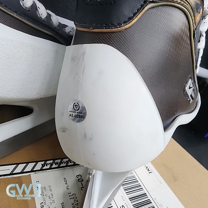 Ryan Miller Game Worn Used Goalie Skates 2009-10 and Game Issued Reebok Stick 2013-14 Buffalo Sabres - AS-02960 - SOLD
