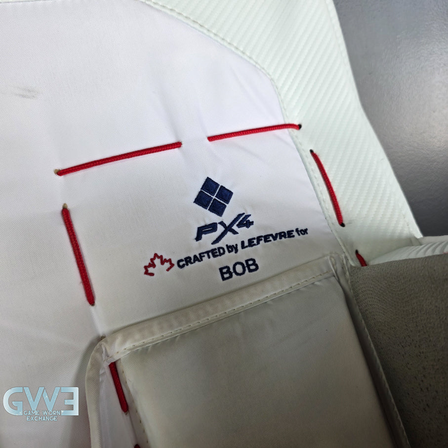 Sergei Bobrovsky Game Used Goalie Pads 2023-24 Stanley Cup Winning Season Florida Panthers Autographed Signed True Lefevre HRZDUS PX4 AS-03241